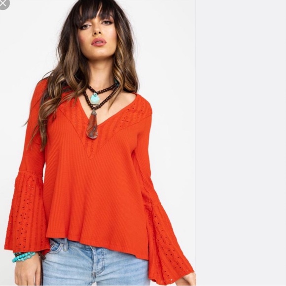 Free People Tops - Free People Parisian Nights Blouse Top Red NWT